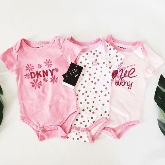 DKNY Baby Set of 5 One-Pieces 0-3; 3-6;6-9 Mo Bodysuits